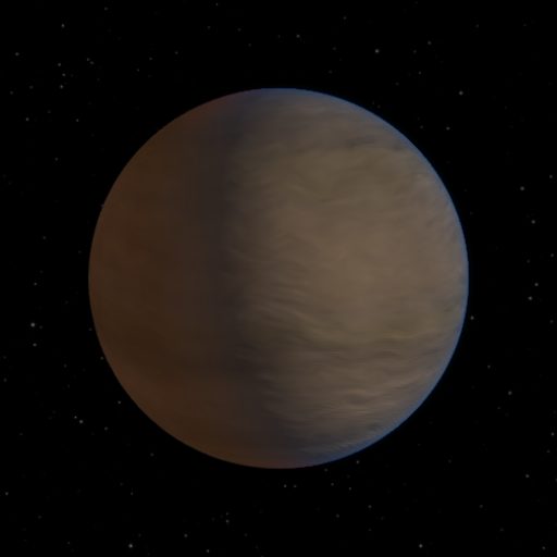TOI-6417 b rendered in TerraForge from its measured mass, orbit and star