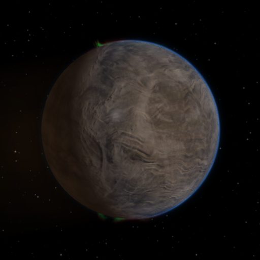 TOI-6649 b rendered in TerraForge from its measured mass, orbit and star