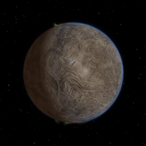 TOI-7219 b rendered in TerraForge from its measured mass, orbit and star