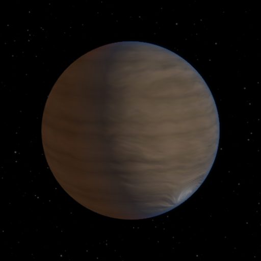 TOI-7266 Ab rendered in TerraForge from its measured mass, orbit and star