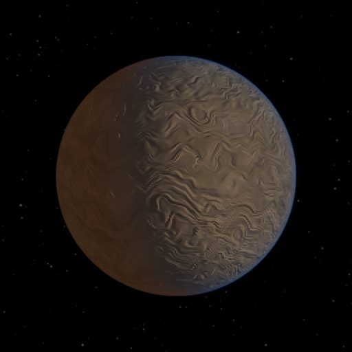 TOI-7475 b rendered in TerraForge from its measured mass, orbit and star