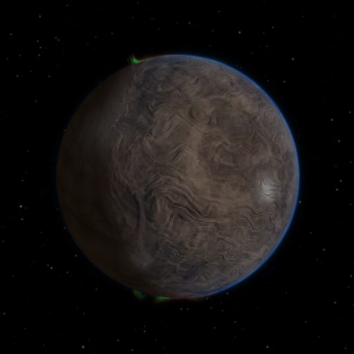 TOI-7574 b rendered in TerraForge from its measured mass, orbit and star