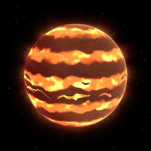 TWA 5 A (AB)b rendered in TerraForge from its measured mass, orbit and star