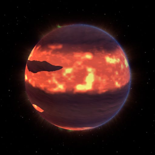V2178 Ori b rendered in TerraForge from its measured mass, orbit and star