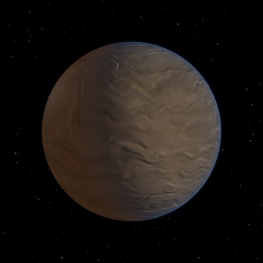 WASP-111 Ab rendered in TerraForge from its measured mass, orbit and star