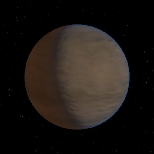 WD 0310-688 b rendered in TerraForge from its measured mass, orbit and star